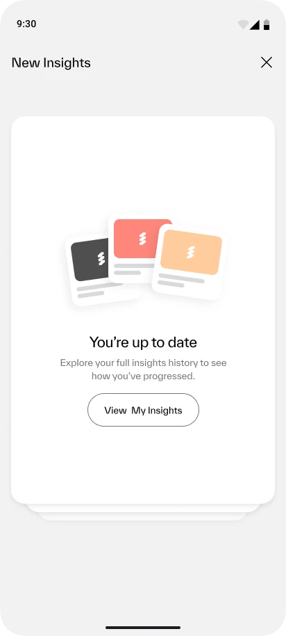 Empty state: You're up to date, with a link to the full insights history
